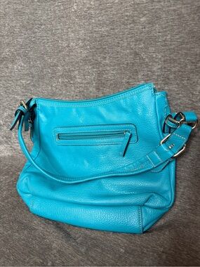 Chaps Turquoise Leather Shoulder Bag